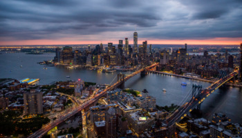 NYC Aeriel shot from above the city center